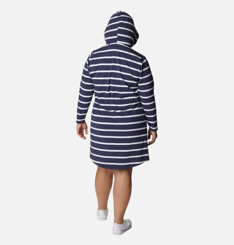 Women's Columbia Sun Trek Hooded Coverup Dress Stripe | Plus Size CA-GLA80